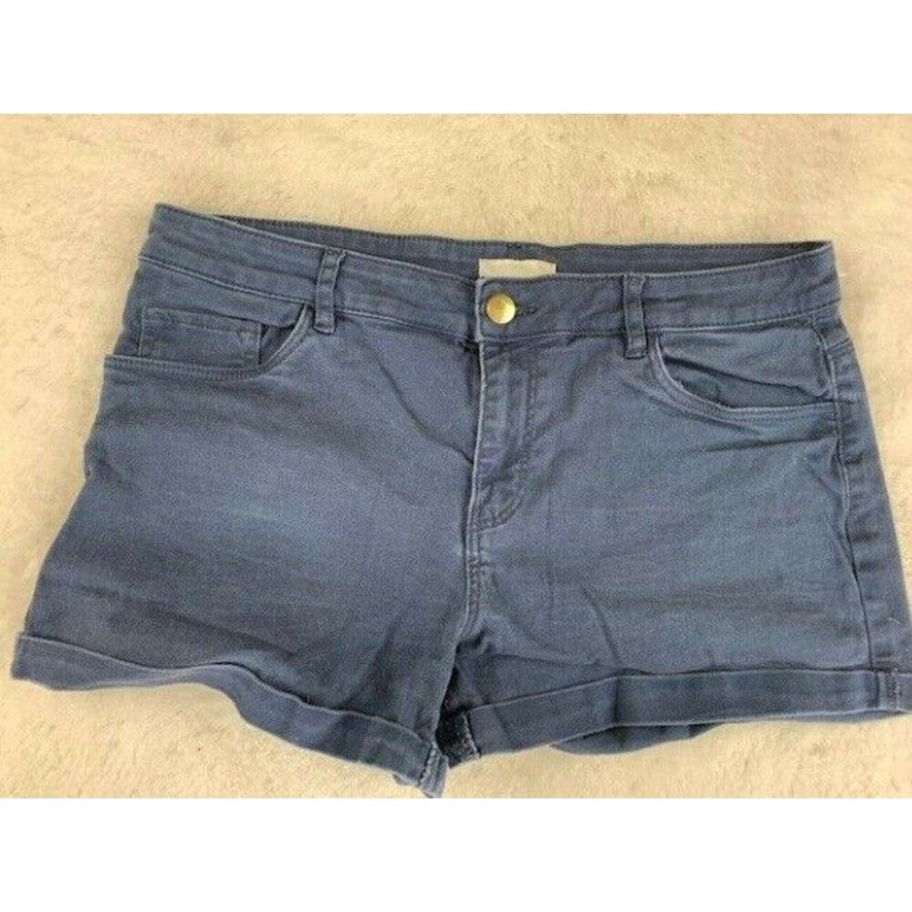 H & M Womens Shorts Size 10 Navy Blue Cuffed Stretch